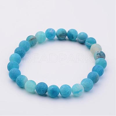 Natural Weathered Agate(Dyed) Stretch Beads Bracelets BJEW-JB02513-04-1
