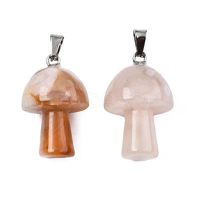 Natural Cherry Blossom Agate Pendants X-G-N0325-10H-1