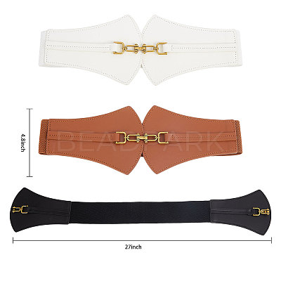 3Pcs 3 Colors Imitation Leather Elastic Corset Belts AJEW-GL0002-23-1