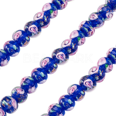 1 Strand Handmade Lampwork Inner Flower Rondelle Beads Strands LAMP-TA0002-72D-1