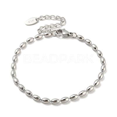 Non-Tarnish 201 Stainless Steel Rugby Beaded Chain Bracelets BJEW-G696-01B-P-1