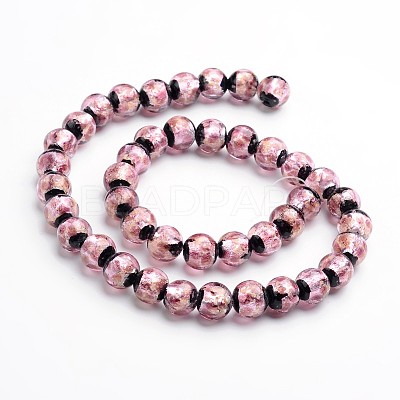 Glow in the Dark Luminous Style Handmade Silver Foil Glass Round Beads FOIL-I006-10mm-04-1