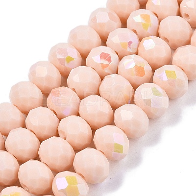 Electroplate Opaque Solid Color Glass Beads Strands EGLA-A044-P8mm-L05-1