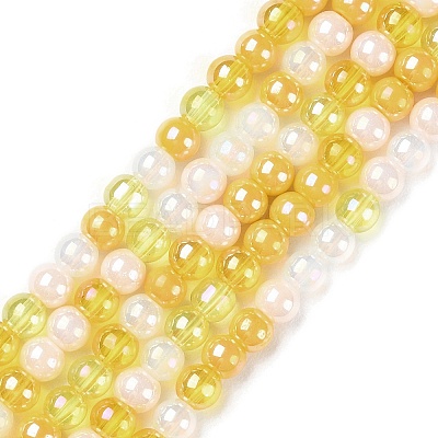 Transperant Electroplate Glass Beads Strands GLAA-P056-4mm-B01-1
