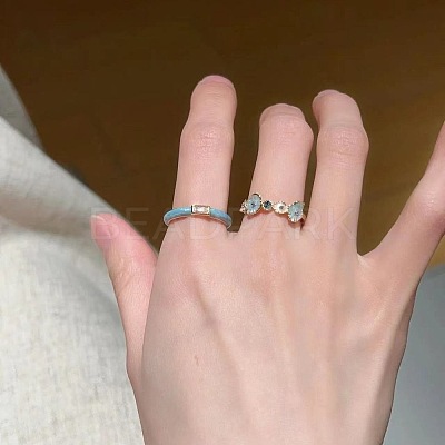Alloy Enamel with Rhinestone Cuff Open Rings for Women FS-WGC14BE-01-1