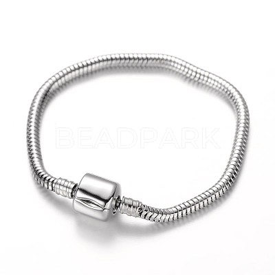 Tarnish Resistant 304 Stainless Steel European Style Round Snake Chains Bracelet Making STAS-I047-01A-1