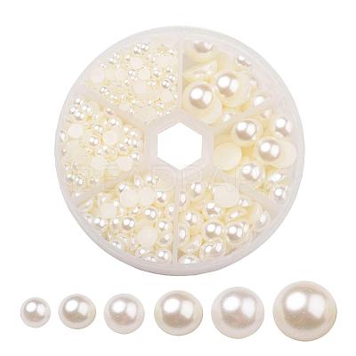 1Box ABS Plastic Imitation Pearl Dome Cabochons SACR-JP0001-24-1