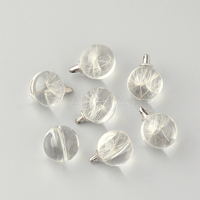 Round Alloy Glass Pendants GLAA-Q051-20mm-01P-1