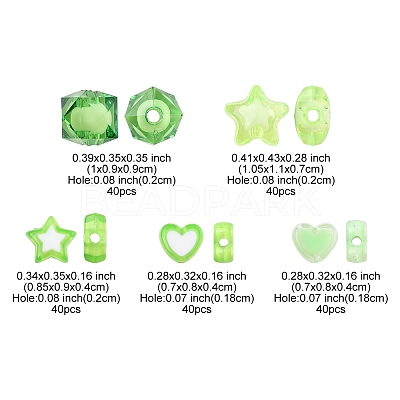 200Pcs 5 Styles Transparent Acrylic Beads TACR-FS0001-54B-1