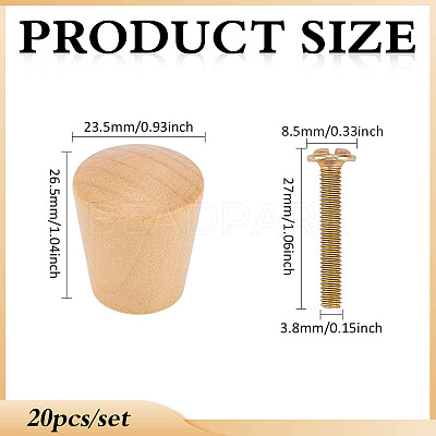 20Pcs Schima Wood Drawer Knobs Pulls Handles AJEW-BC0010-08-1