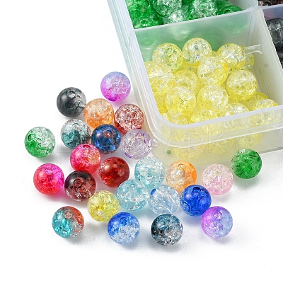 420Pcs 15 Colors Transparent Crackle Acrylic Beads CACR-FS0001-01-1