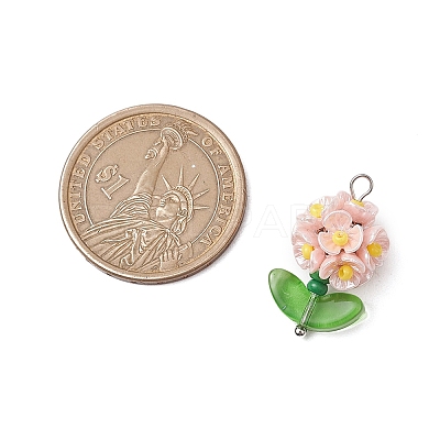 Glass Seed Beaded Flower Pendants PALLOY-MZ00521-01-1