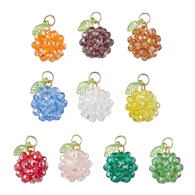 10Pcs 10 Colors Electroplat Glass Pendants PALLOY-MZ00861-1