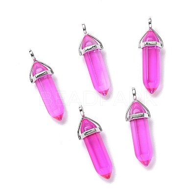 Faceted Bullet Glass Pointed Pendants KK-E282-P-1
