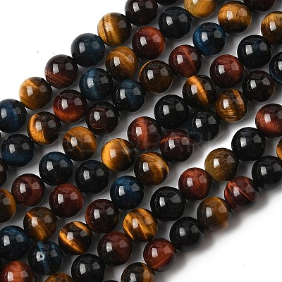 Natural Tiger Eye Beads Strands X-G-F173-14-10mm-1