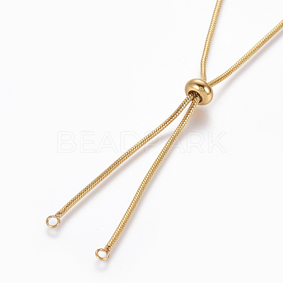 Adjustable 304 Stainless Steel Slider Necklaces MAK-L026-06A-G-1