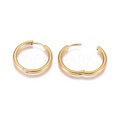 Ion Plating(IP) 304 Stainless Steel Huggie Hoop Earrings EJEW-G272-01-18mm-G-1