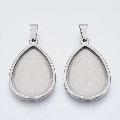Non-Tarnish 201 Stainless Steel Pendant Cabochon Settings STAS-R101-01-1