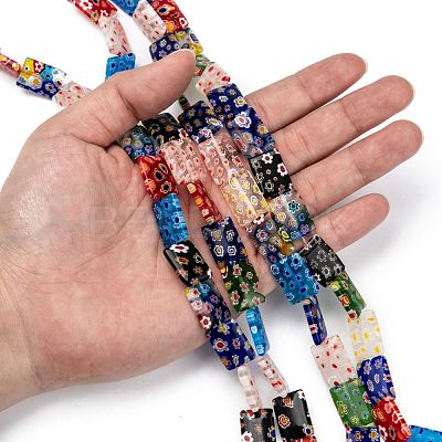 Rectangle Handmade Millefiori Glass Beads Strands LK-R004-22-1