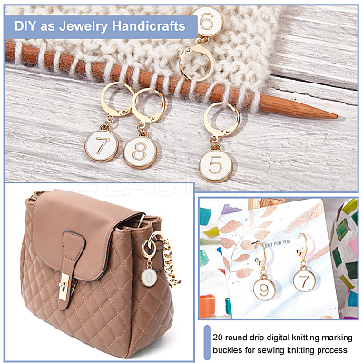 Alloy Enamel Number Charms Locking Stitch Markers AJEW-PH01457-02-1