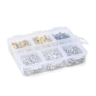 150Pcs 6 Styles Iron Rhinestone Spacer Beads FIND-FS0001-35-1