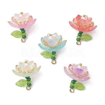 Glass Flower Pendants PALLOY-MZ01180-1