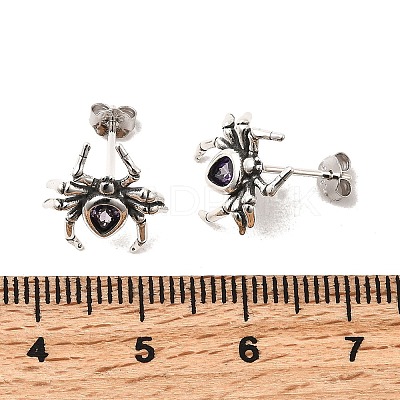 925 Sterling Silver Micro Pave Cubic Zirconia Stud Earrings EJEW-Z133-01AS-1
