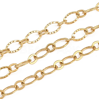 304 Stainless Steel Textured Oval Link Chains CHS-P028-11G-1