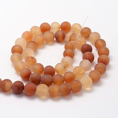 Frosted Natural Red Agate Beads Strands X-G-F372-6mm-1