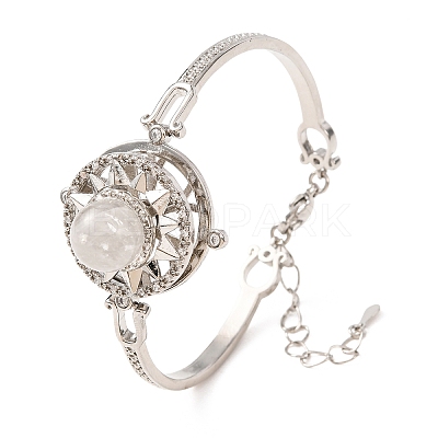 Rotating Sun Natural Quartz Crystal Link Bracelets GG-CBA0251-11P-11-1