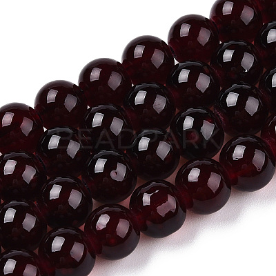 Baking Paint Imitation Jade Glass Round Bead Strands DGLA-Q021-8mm-48-1