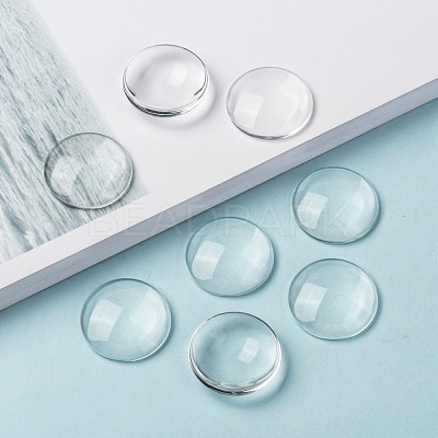 Transparent Glass Cabochons GGLA-R026-25mm-1