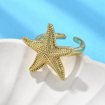Starfish Brass Cuff Rings for Women LS-RJEW-C123-02G-1