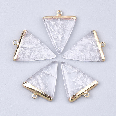 Electroplate Natural Quartz Crystal Pendants X-G-S344-49E-1