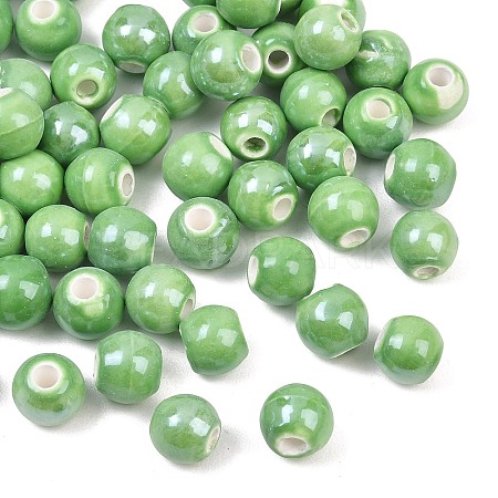 Glazed Porcelain Round Beads PORC-S489-8mm-09-1