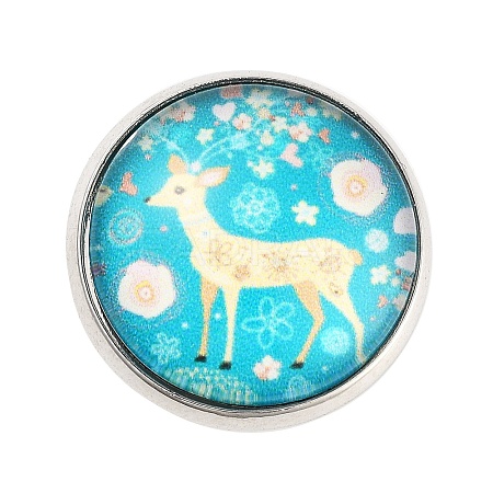 Round with Deer Glass Brooches JEWB-A022-01G-1