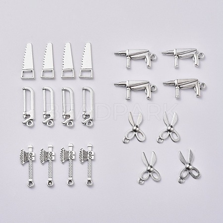 Mixed Tools Metal Charms Tibetan Style Alloy Pendants TIBEP-X0185-71AS-1