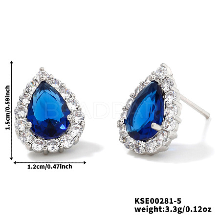 Brass Teardrop Stud Earrings UI2850-5-1