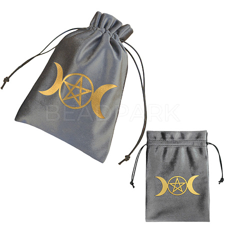 Rectangle Gold Stamping Velvet Tarot Storage Drawstring Bags for Divination ABAG-WH20001-25D-1