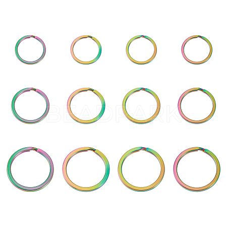 Yilisi 18Pcs 3 Style Ion Plating(IP) Rainbow Color 304 Stainless Steel Split Key Rings FIND-YS0001-13-1