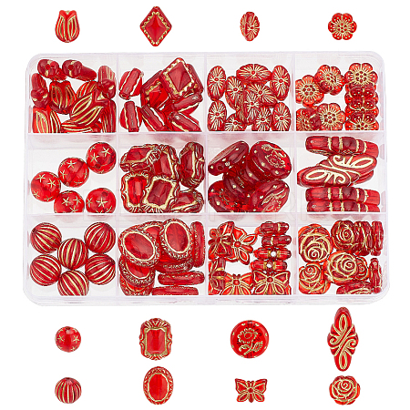  96Pcs 12 Style  Plating Transparent Acrylic Beads OACR-PH0004-16-1