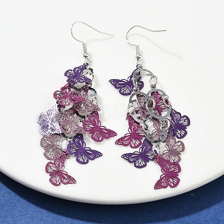 430 Stainless Steel Butterfly Dangle Earrings EJEW-A137-02P-02-1