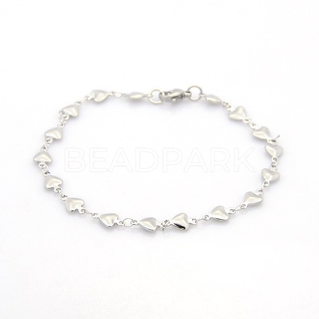 Tarnish Resistant Casual Style 304 Stainless Steel Heart Link Chain Bracelets STAS-O036-05P-1