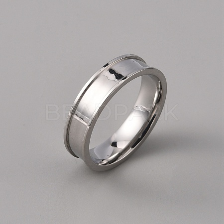 201 Stainless Steel Grooved Finger Ring Settings STAS-WH0027-27E-P-1