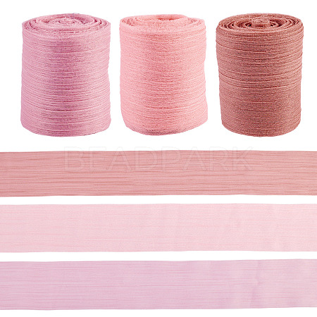 3 Rolls 3 Colors Wrinkle Polyester Ribbon OCOR-TA0002-98B-1