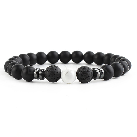 Round Natural Howlite Beaded Stretch Bracelets for Women Men LS-XP2963-2-1