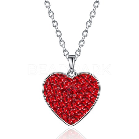 Valentine's Day Sterling Silver Pendant Necklaces NJEW-BB35440-P-1