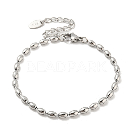 Non-Tarnish 201 Stainless Steel Rugby Beaded Chain Bracelets BJEW-G696-01B-P-1