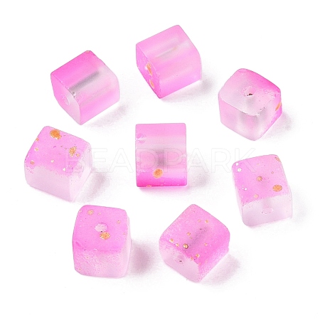 Frosted Glass Beads with Golden Glitter Powder X1-DGLA-NH001-8mm-01H-1