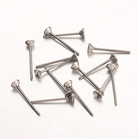 316 Surgical Stainless Steel Stud Earring Settings X-STAS-K098-04-3mm-P-1